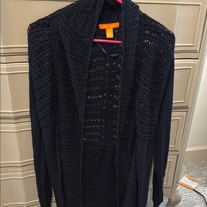 Chico's Navy Open Knit Cardigan